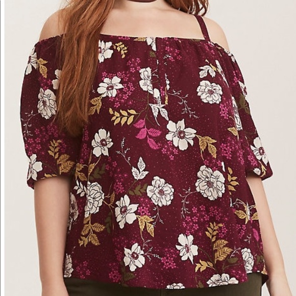 torrid Tops - Torrid Floral Cold Shoulder Top